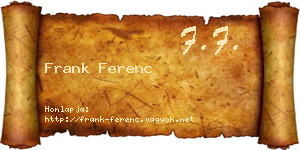 Frank Ferenc névjegykártya